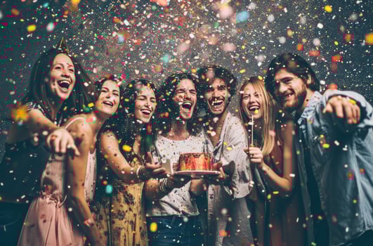 AI generated a group of people celebrating a birthday photo