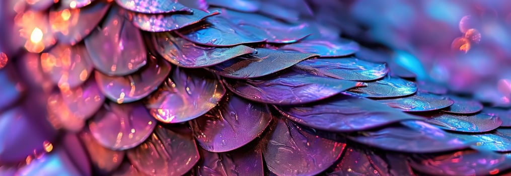 AI generated close up of shiny purple dragon scales. photo