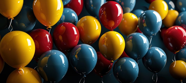 AI generated color balloons on dark background photo