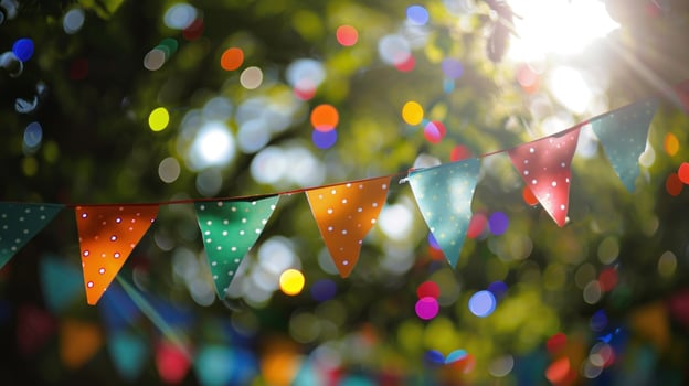 AI generated colorful buntings in the sunshine. photo