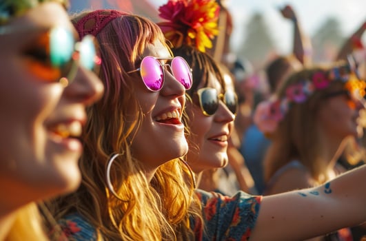 AI generated women wearing sunglasses at a concert photo