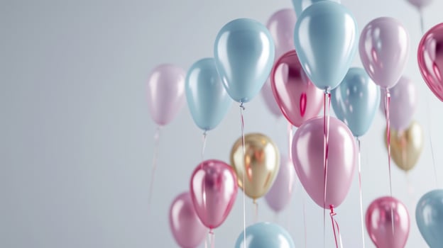 AI generated balloons poster template with large copy space for text photo