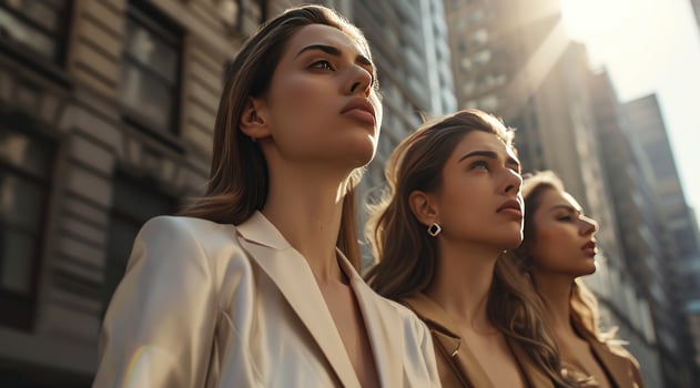 AI generated three business women posing in an urban street photo