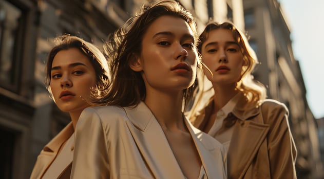 AI generated three business women posing in an urban street photo