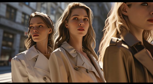 AI generated three business women posing in an urban street photo