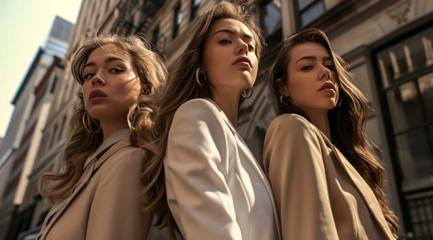 AI generated three business women posing in an urban street photo