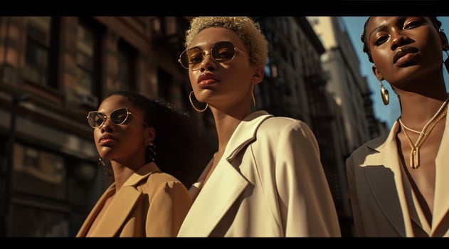 AI generated three business women posing in an urban street photo