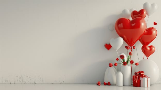 AI generated valentine's day poster template with large copy space for text photo