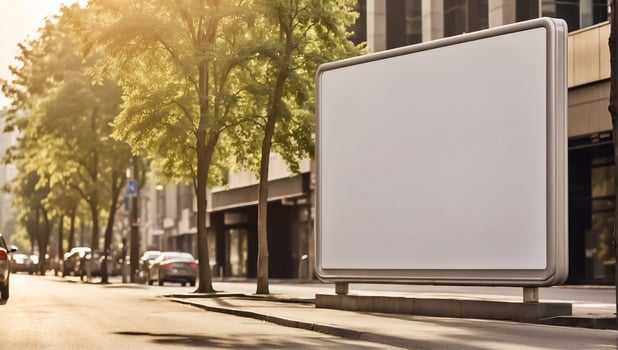 AI generated Blank advertising banner on the day street photo