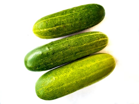 fresh vegetable cucumber served on white background Photo Formats