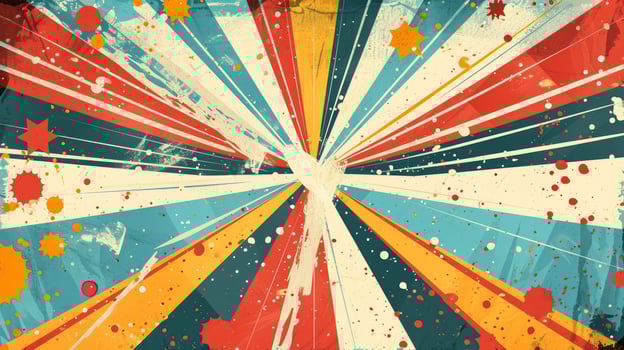 AI generated Colourful grunge retro burst. Vintage summer, circus and carnival background. photo