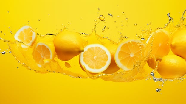 AI generated Lemon yellow color splash background photo