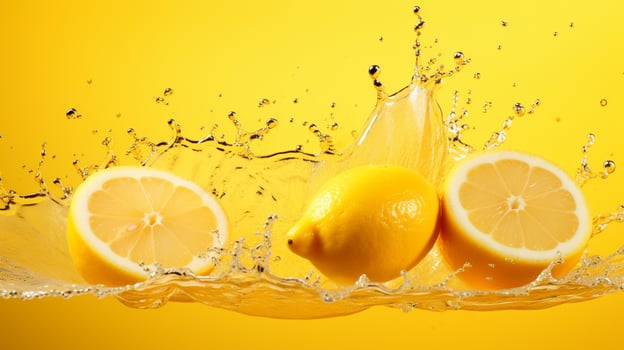 AI generated Lemon yellow color splash background photo