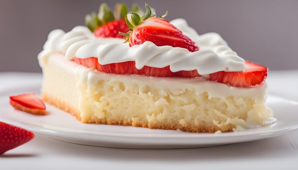 AI generated a slice of cheesecake with whipped cream and strawberries photo