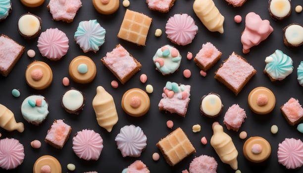AI generated pastry background with different pastries photo