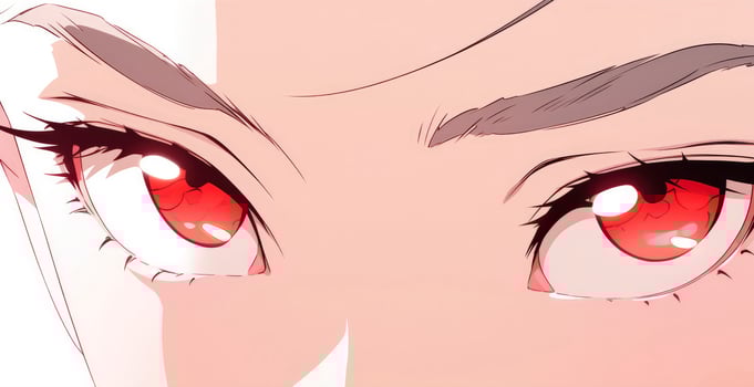 AI generated Cartoon face close-up with red eyes. illustration for anime, manga in japanese style photo