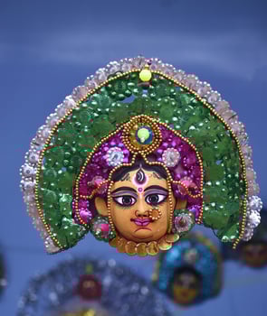 The Chhau mask is a unique traditional cultural heritage art used for chhau dance photo