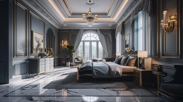 AI generated Bedroom interior design minimal aesthetic 3d rendered photo