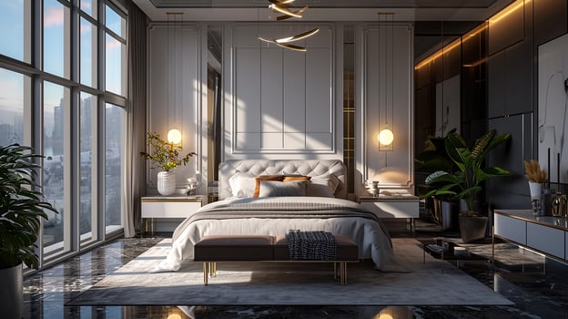 AI generated Bedroom interior design minimal aesthetic 3d rendered photo