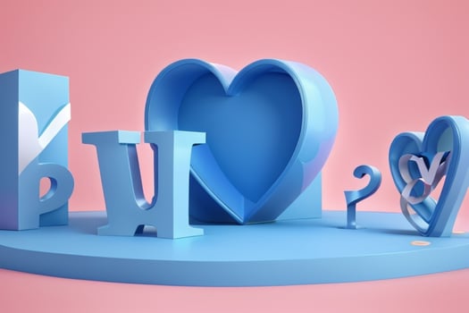 AI generated 3D rendering podium for product display mockup, Valentine's day love shape background. Pro Photo