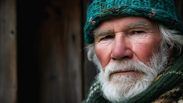 AI generated An elderly man with white beard. Generative AI photo
