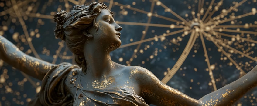 AI generated Mystical Bronze Goddess with Starburst Halo photo