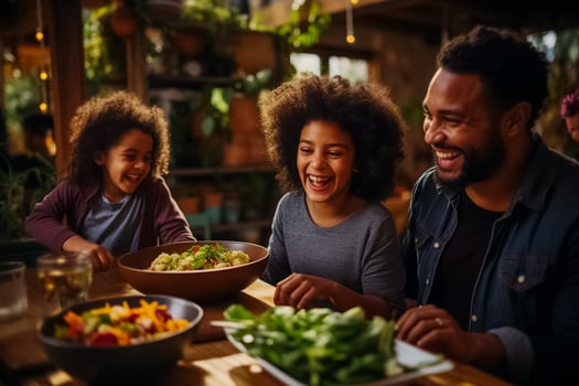 AI generated Family Delight, Healthy Dining Together photo