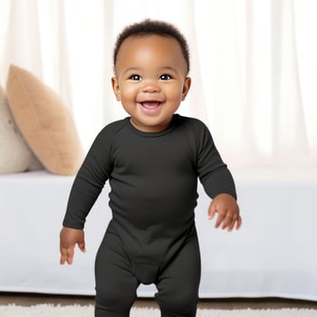 AI generated Cute African American Baby in Black Sleeper Fashion Mockup photo