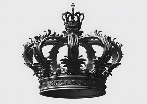 AI generated Black royal crown isolated on white background photo