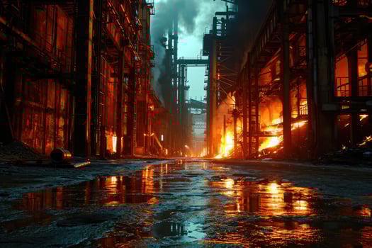 AI generated stock photo inside a steel smelting factory professional photography