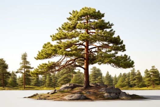 AI generated Pine trees grow big and lush professional photography photo