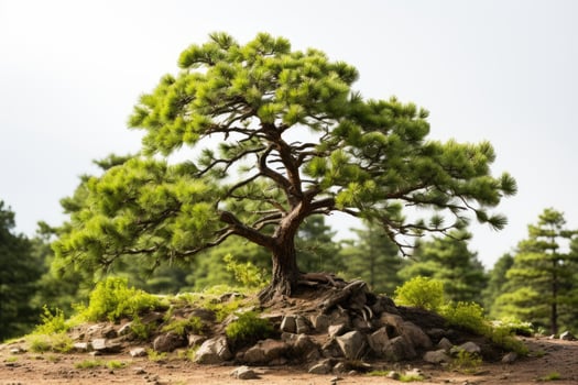 AI generated Pine trees grow big and lush professional photography photo