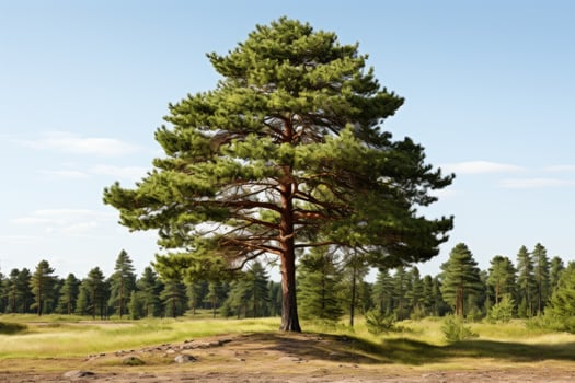 AI generated Pine trees grow big and lush professional photography photo