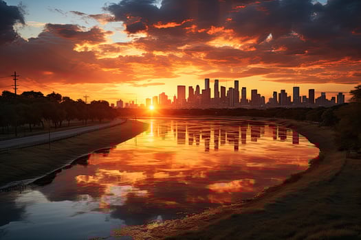 AI generated the atmosphere when the sun sets on the horizon professional photography photo