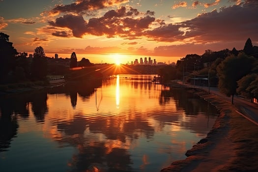 AI generated the atmosphere when the sun sets on the horizon professional photography photo