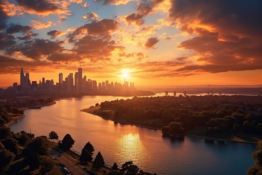 AI generated the atmosphere when the sun sets on the horizon professional photography photo