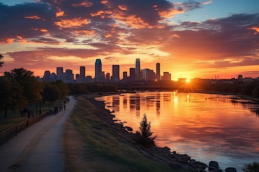 AI generated the atmosphere when the sun sets on the horizon professional photography photo