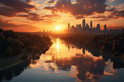 AI generated the atmosphere when the sun sets on the horizon professional photography photo