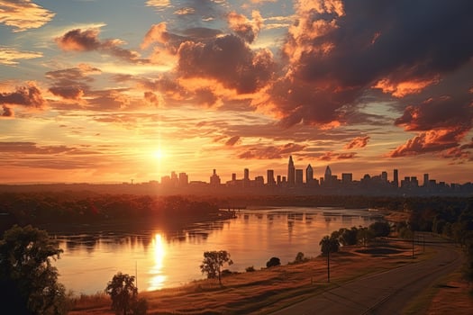 AI generated the atmosphere when the sun sets on the horizon professional photography photo