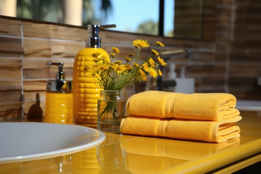 AI generated toiletries and bath accessories professional photography photo