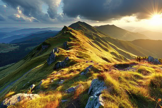 AI generated Top of the mountain hiking professional photography photo