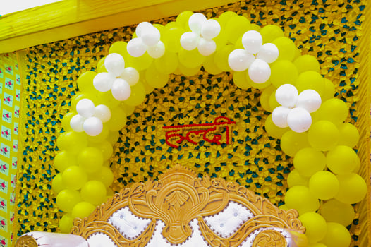 Haldi Background on an Indian wedding at the time of haldi ceremony photo