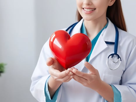 AI generated Valentine's Day Medical Concept Doctor with Heart 3D Render photo