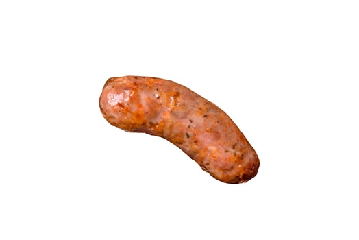 Delicious juicy sausages of several varieties grilled with salt, spices and herbs photo