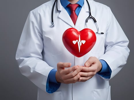 AI generated Valentine's Day Medical Concept Doctor with Heart 3D Render photo