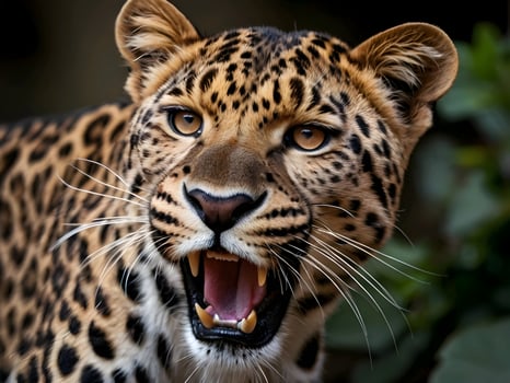 AI generated Close-up of beautiful details of a leopard's roar photo
