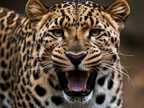 AI generated Close-up of beautiful details of a leopard's roar photo