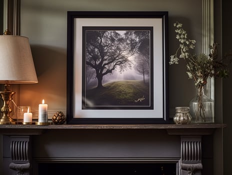 AI generated Black art frame in the elegant interior, wall and home decor photo