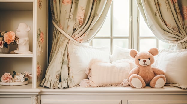 AI generated Baby room decor and interior design inspiration in the English countryside style cottage photo