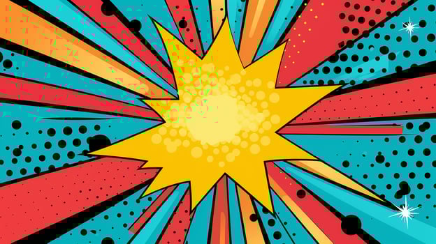 AI generated Sunburst and explosion with abstract color halftone. Background in pop art style for comic. Generative AI photo